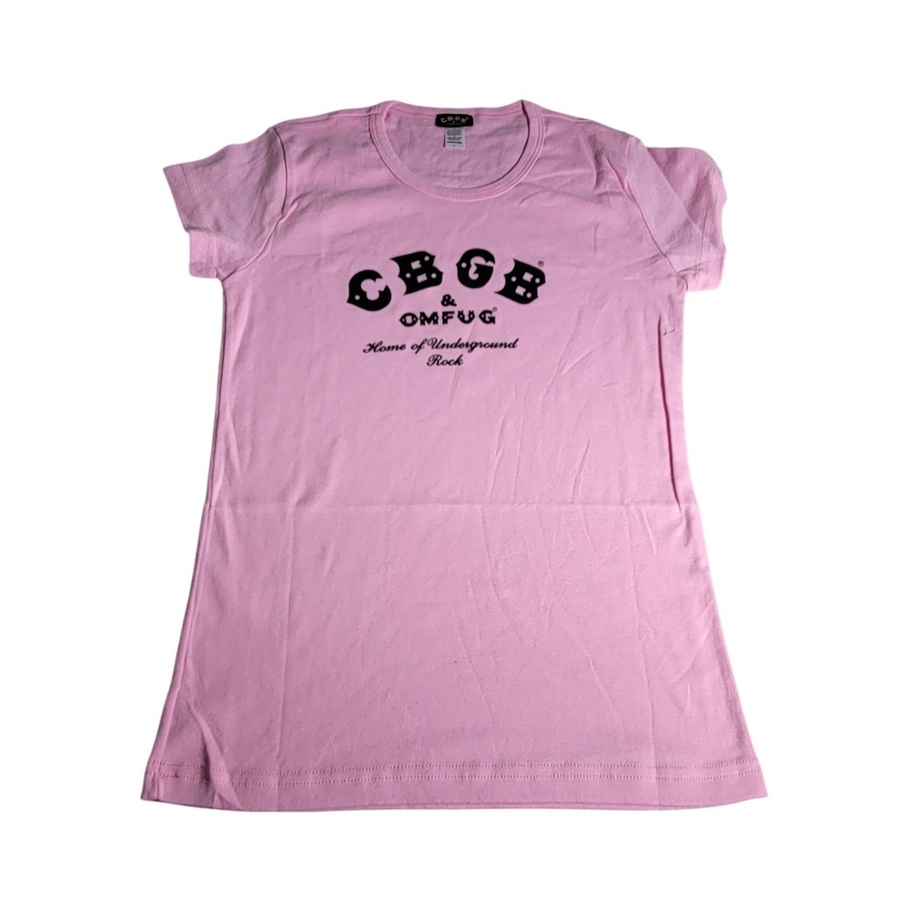 CBGB OMFUG Pink Graphic T-Shirt Womens Large Home of Underground Rock USA Made